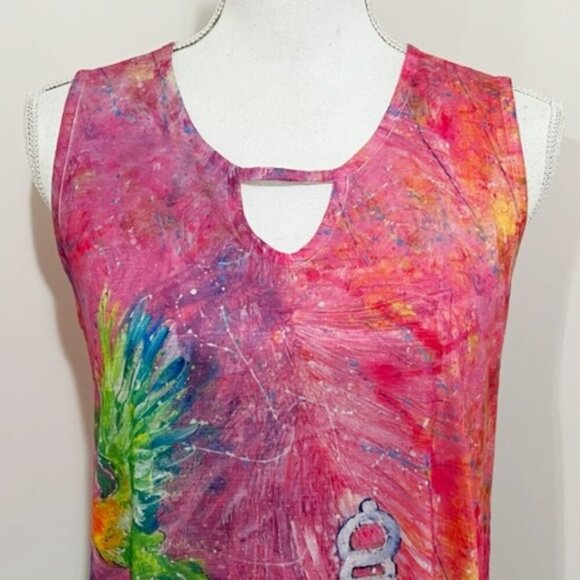 Leoma Lovegrove Colorful Sleeveless Dress Lovebirds Bird Cage Lace Size Sm - Picture 2 of 7